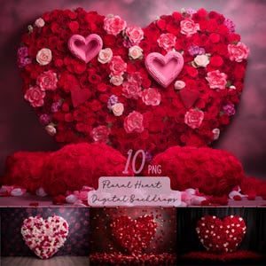 Floral Heart Digital Backdrops, Photoshop Overlays, Maternity Backdrop Overlays, Photography Digital Background,Studio Backdrops Photo Edit