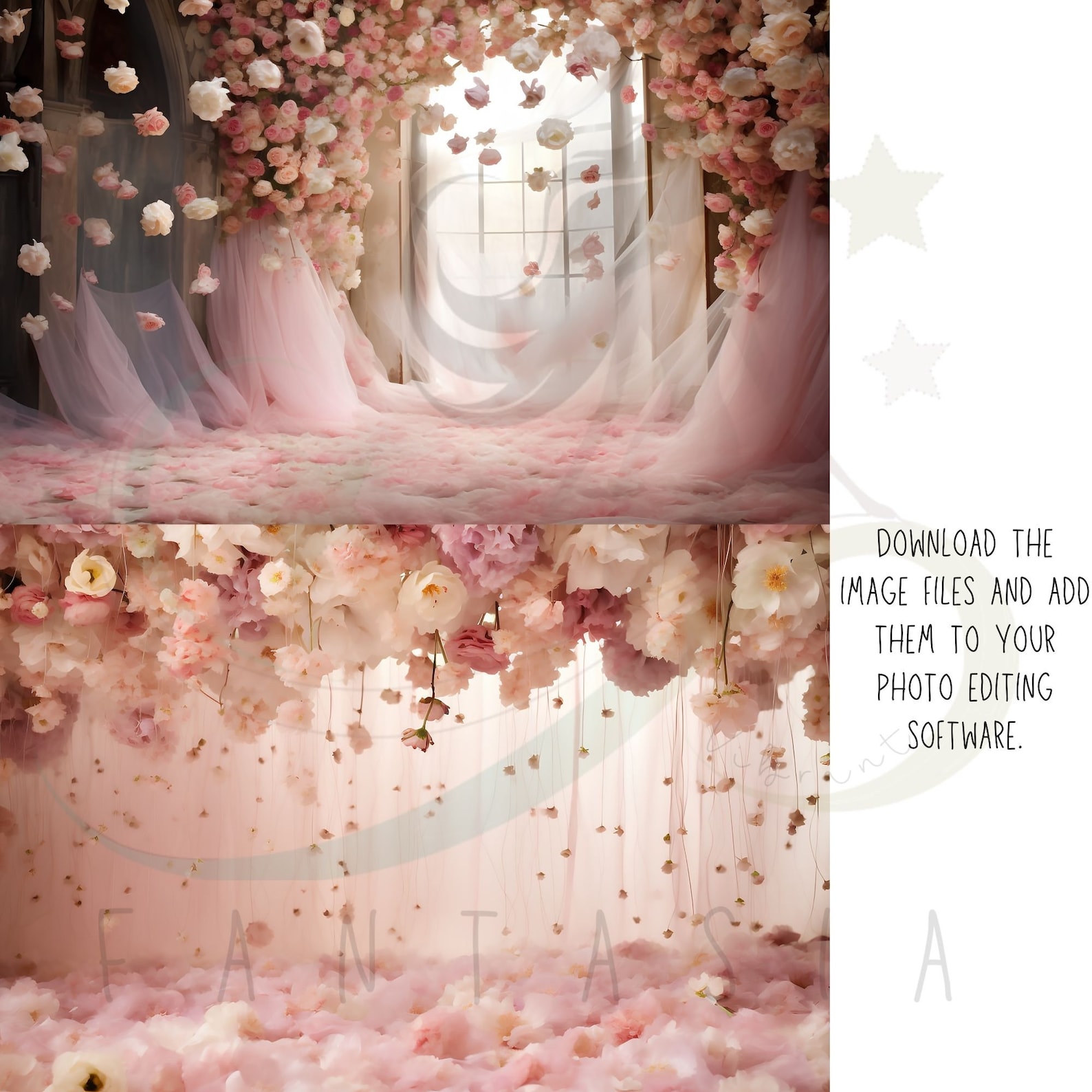 Pink Floral Petals Romantic Round Wedding Backdrop