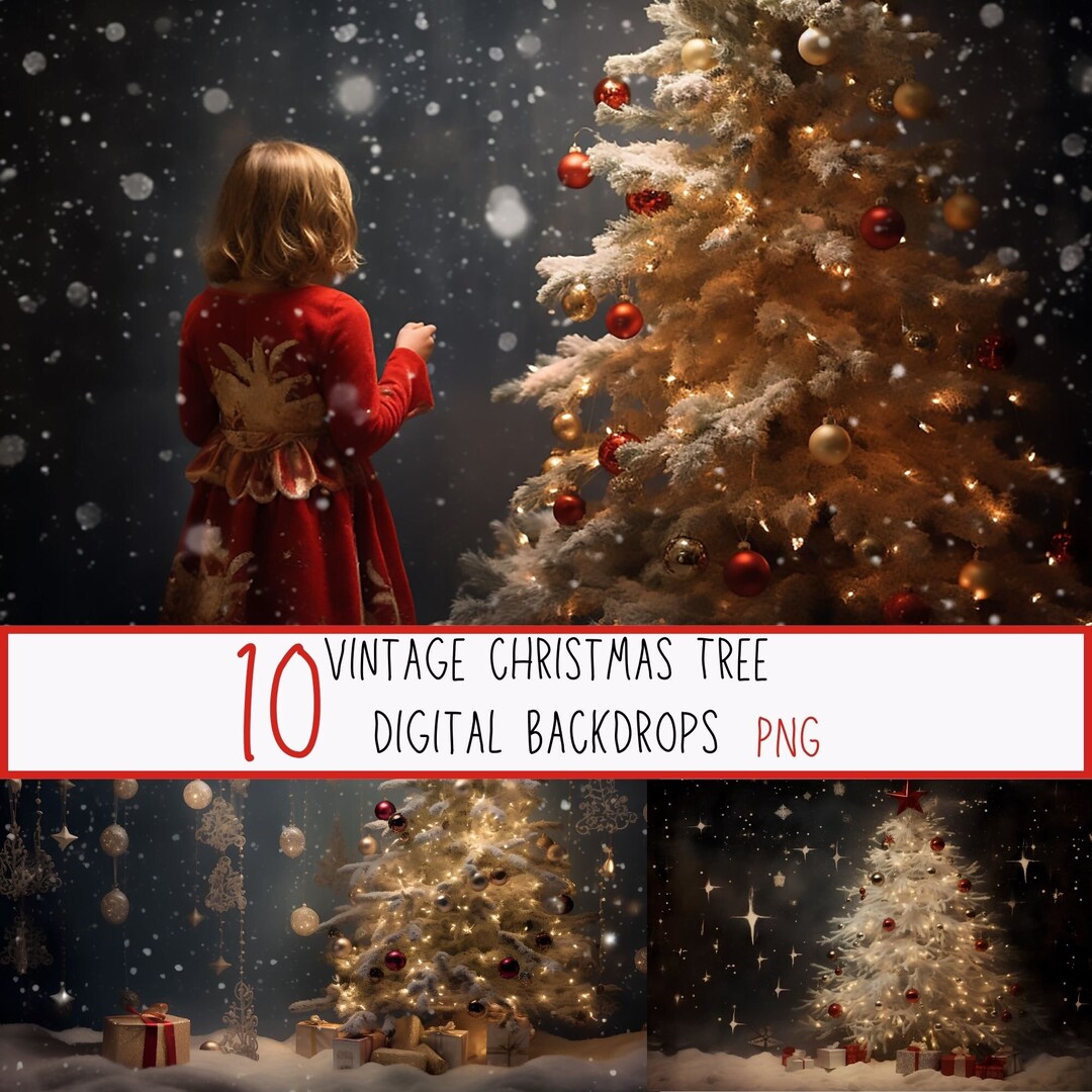 Vintage Christmas Tree Digital Backdrops Studio Backdrops - Etsy
