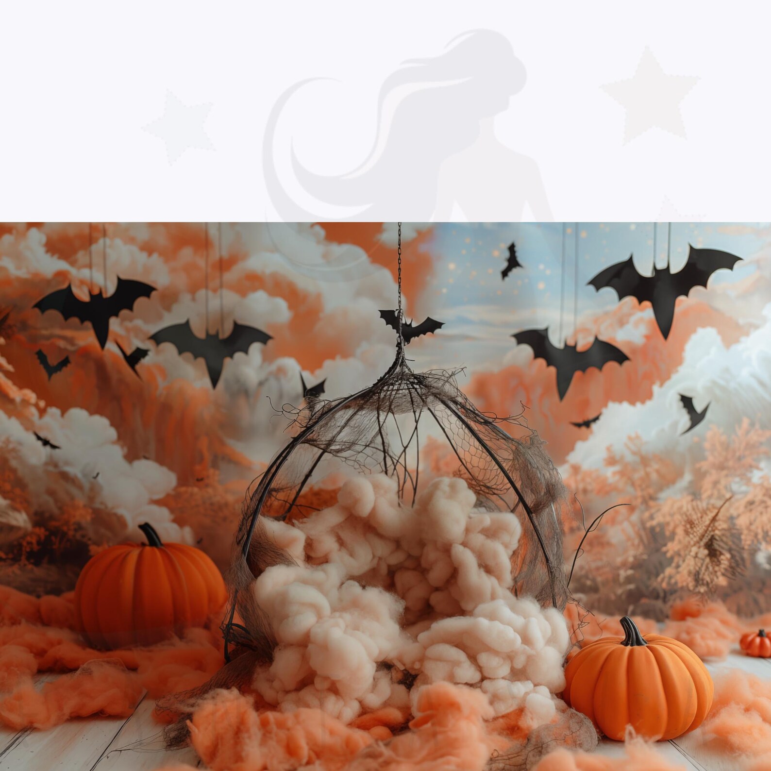 Newborn Halloween Digital Backdrops, Bat Overlays, Pumpkin Photography ...