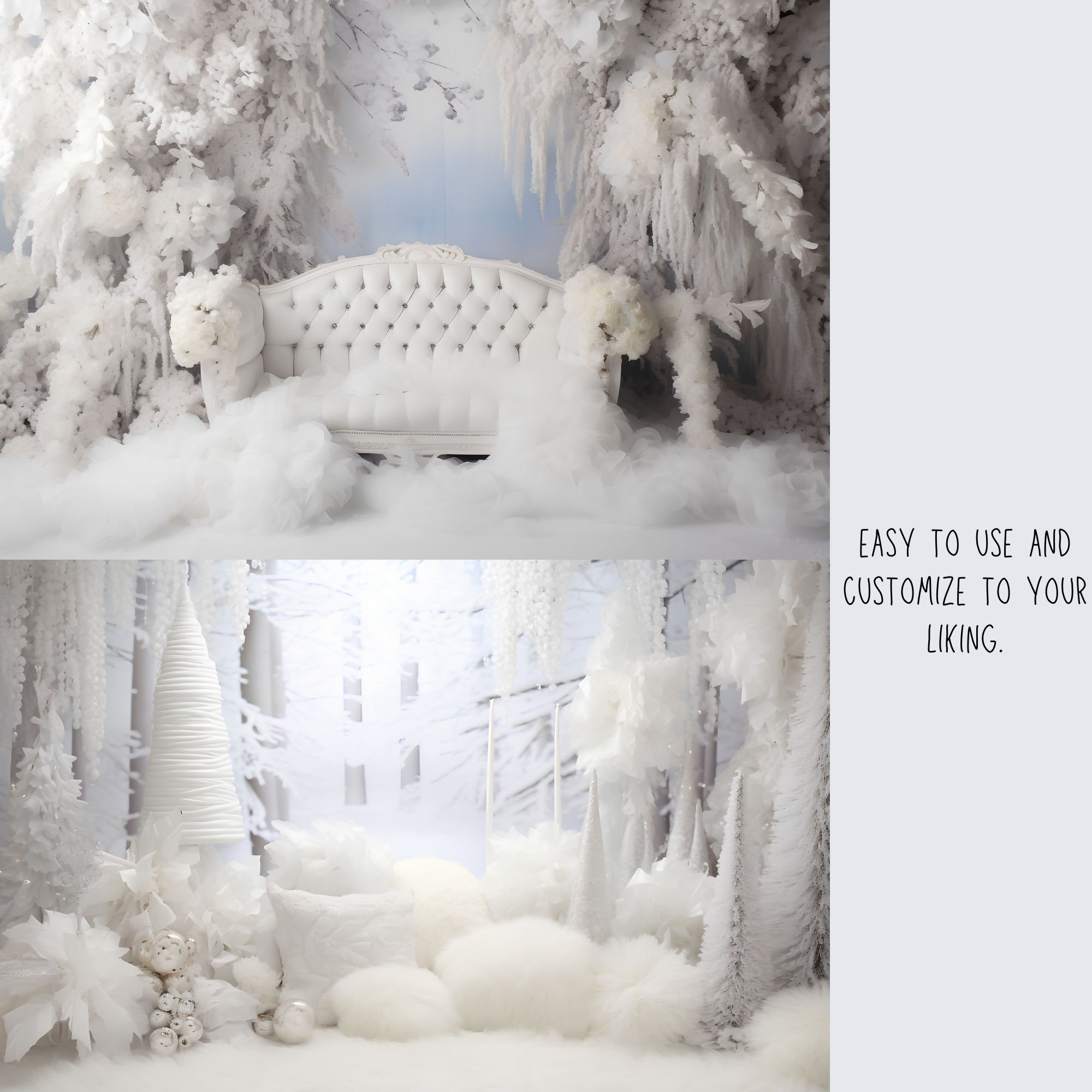 Cozy White Christmas Digital Backdrops, Studio Backdrops Holiday Winter ...