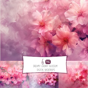 Dreamy Cherry Blossom Digital Backdrops, Pink Flower Overlays, Spring Fine Art Photo Textures, Floral  Backgrounds for Photography Editing