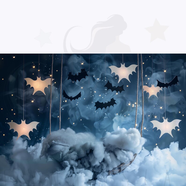 Newborn Halloween Digital Backdrops, Bat Overlays, Pumpkin Photography ...