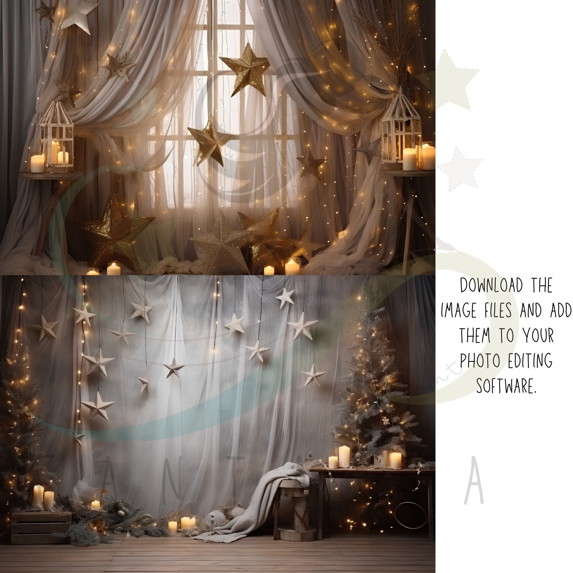 Rustic Christmas Digital Backdrops, Studio Backdrops Holiday Winter ...