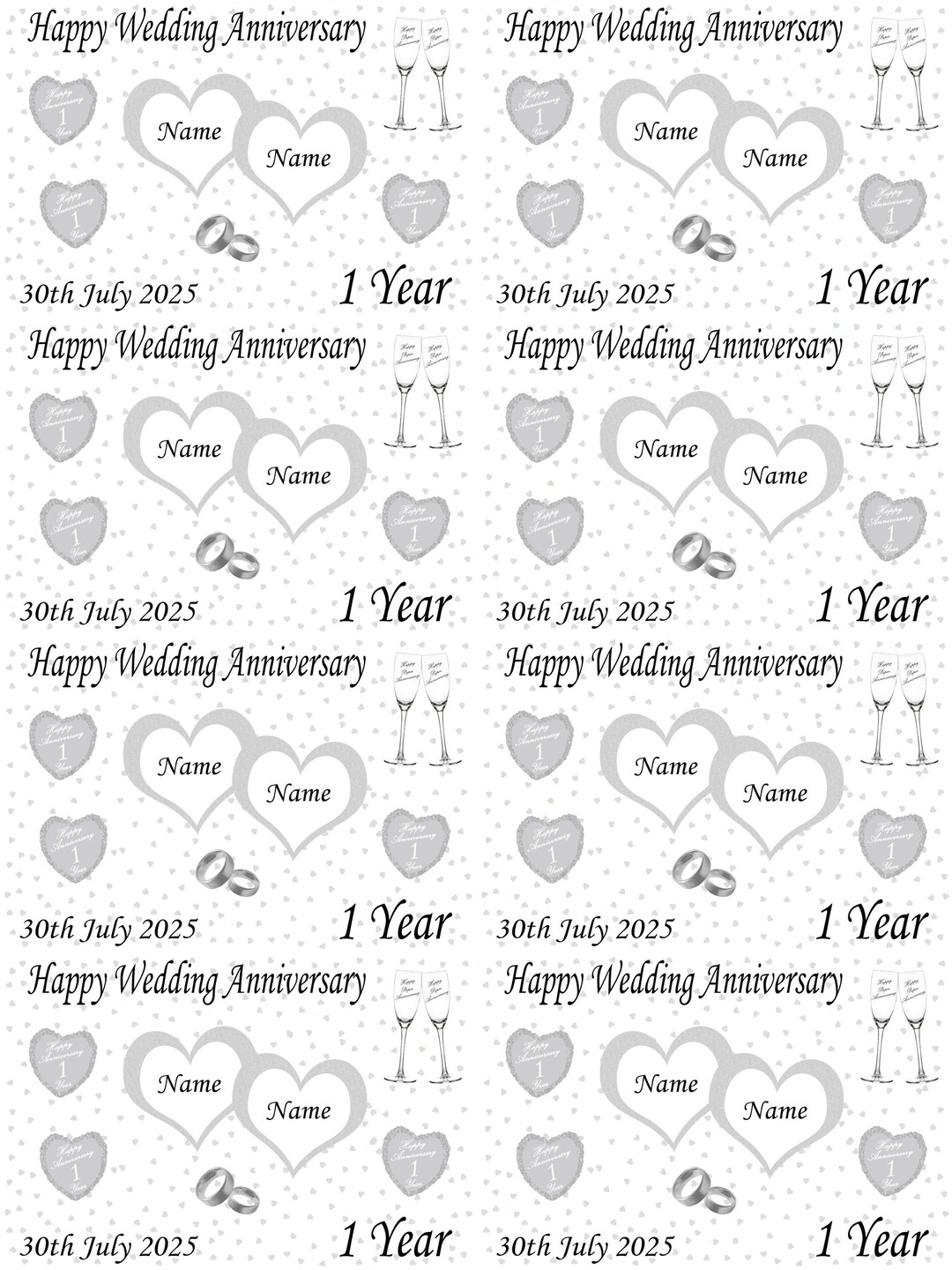 VerbatimART Anniversary Gift Wrapping Paper - Bird Quality Sheet + Tag, Blue, Birds & Hearts Pattern, Recyclable