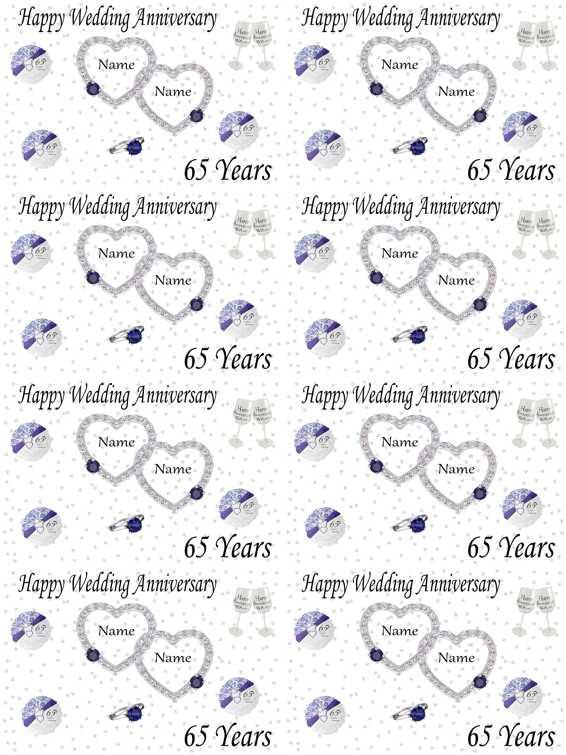 Personalised 65th Wedding Anniversary Wrapping Paper One Large Sheet 32 ...