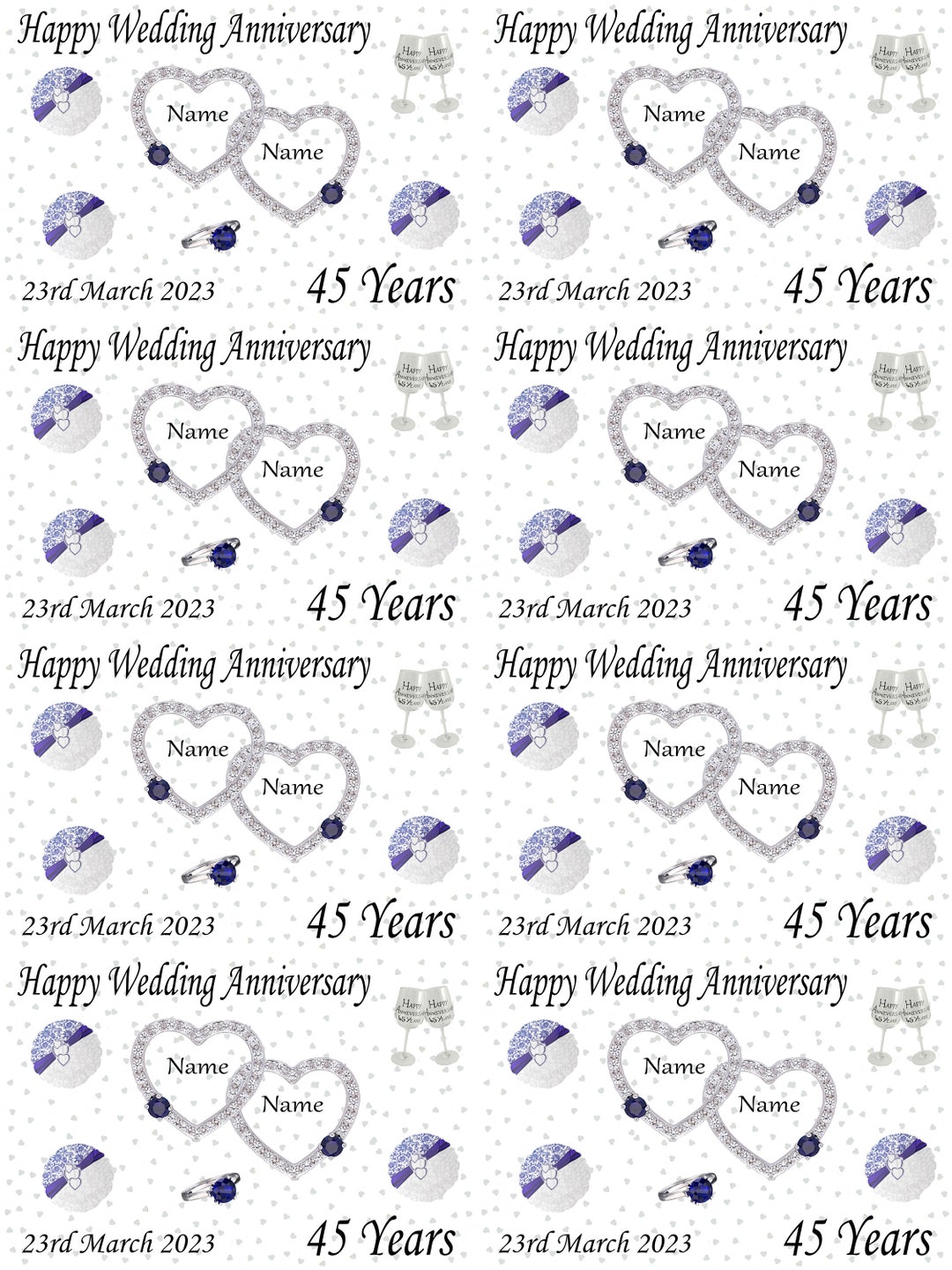 Personalised 45th Wedding Anniversary Wrapping Paper One Large Sheet 32 ...