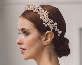 MARGOT CROWN | Bridal Crown, Porcelain Flower Crown, Bridal Hair Accessories