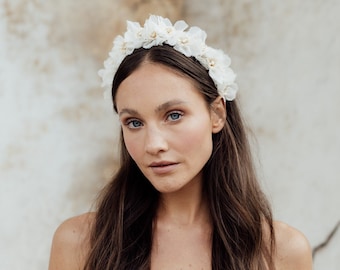 RAE HEADBAND | Bridal Headband, Bridal Crown, Flower Crown, Silk Flower Headband