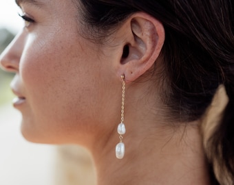 NORA DROP EARRINGS | Baroque Pearl Earrings, Pearl Bridal Earrings