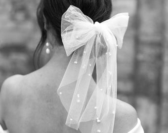 JOANIE HAIR TIE | Bridal Bow, Hair Bow, Pearl Hair Bow