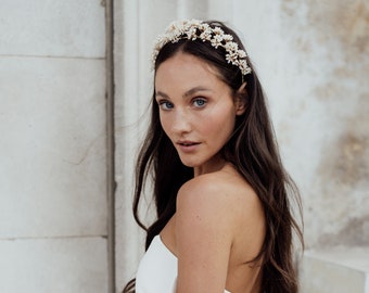 NONA HEADBAND | Bridal Headband, Bridal Crown, Bridal Hair Accessories, Beaded Headband