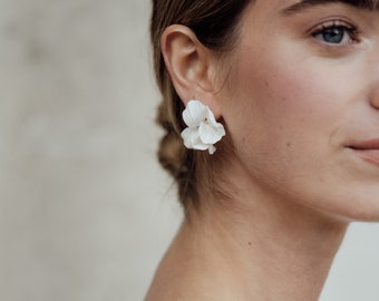EMMA STUD | Bridal Earrings, Porcelain Flower Earrings