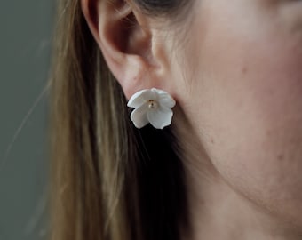 CECILY EARRINGS | Porcelain Flower Earrings, Bridal Earrings