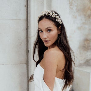 NONA HEADBAND Bridal Headband, Bridal Crown, Bridal Hair Accessories, Beaded Headband image 1