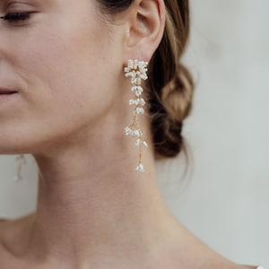 NONA DROPS Bridal Earrings, Beaded Bridal Earrings image 1