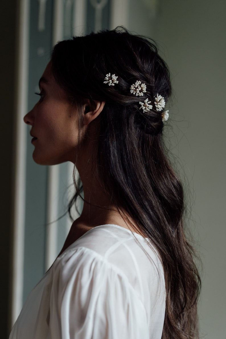 NONA HAIRPINS Bridal Hairpins, Bridal Hair Accessories, Beaded Hairpins, Flower Hairpins image 1