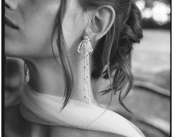 Teddi Drop Earrings | Statement pearl wedding earrings