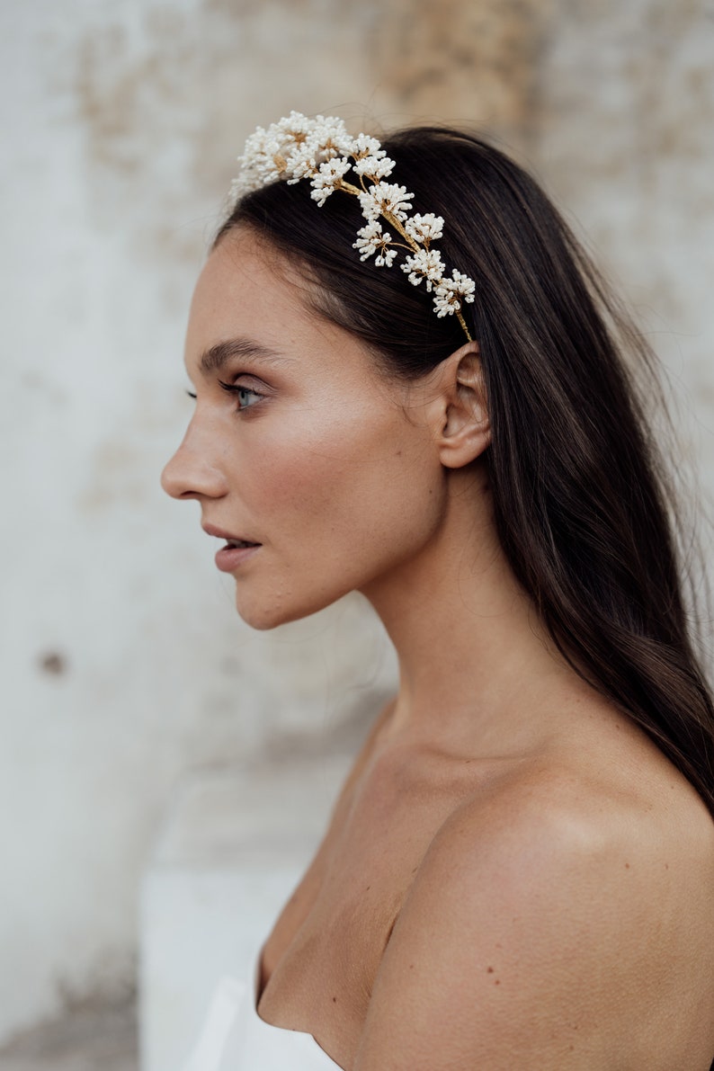 NONA HEADBAND Bridal Headband, Bridal Crown, Bridal Hair Accessories, Beaded Headband image 4
