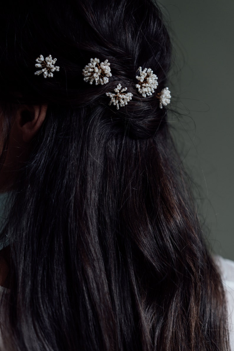 NONA HAIRPINS Bridal Hairpins, Bridal Hair Accessories, Beaded Hairpins, Flower Hairpins image 6
