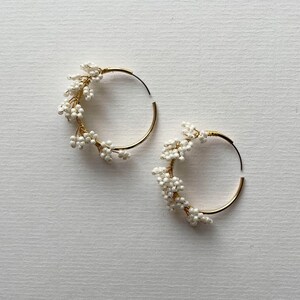 ELMLEY HOOP EARRINGS Bridal Earrings, Beaded Hoop Earrings image 4