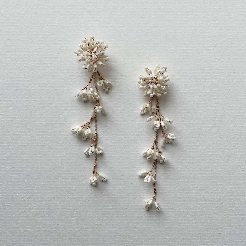 NONA DROPS Bridal Earrings, Beaded Bridal Earrings image 2