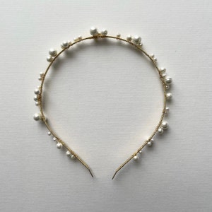 BANDEAU ALBA Bandeau de mariée, bandeau de perles, accessoires de cheveux de mariée, bandeau de perles et d'or image 5
