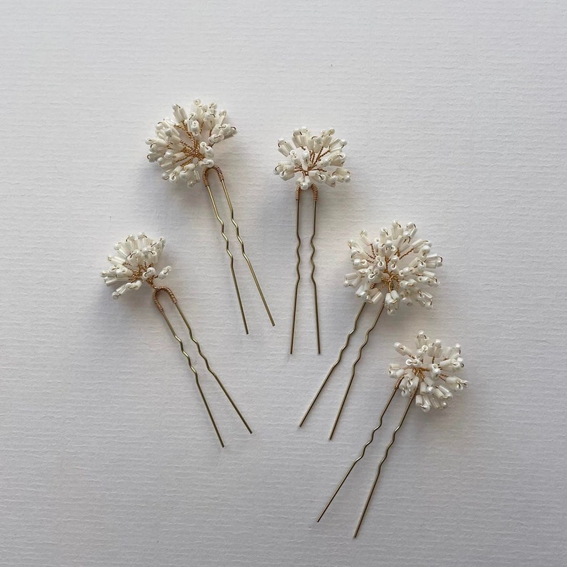 NONA HAIRPINS Bridal Hairpins, Bridal Hair Accessories, Beaded Hairpins, Flower Hairpins image 2