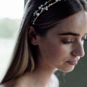 BANDEAU ALBA Bandeau de mariée, bandeau de perles, accessoires de cheveux de mariée, bandeau de perles et d'or image 3
