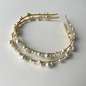 ALBA HEADBAND Bridal Headband, Pearl Headband, Bridal hair accessories, Pearl and Gold Headband image 4