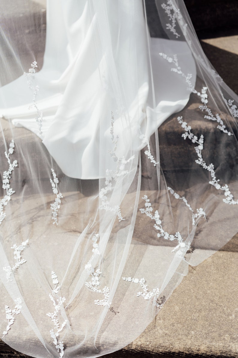 FLORENCE WILDFLOWER VEIL Embroidered Flower Veil image 1