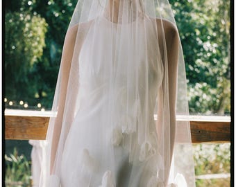 ARLO WEDDING VEIL | Silk flower veil, Two tier veil