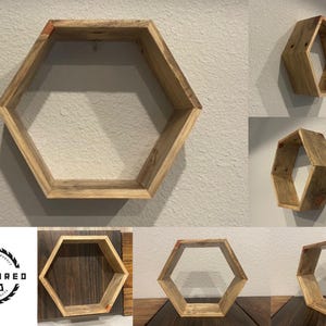 Hexagonal Wall Shelf - Handmade from Reclaimed Lumber - Rustic Modern Decor for Home or Office