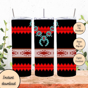 Navajo Rug Dress, Sash Belt, Turquoise, 20oz, 30oz, Skinny Tumbler, Sublimation Wraps, SVG, Straight Template, Instant Download, Red, Black