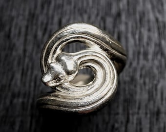 Bague enveloppante serpent. Bijoux serpent gothiques. Jonc unisexe en argent