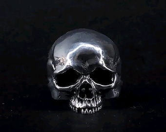 925 Sterling Silver Skull Ring, Gothic Biker Jewelry
