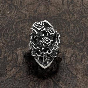 Rose 925-zilveren ring. Rozenring. Rosézilveren ring. Cadeau voor haar, gotische sieraden. Damesring, uniseks ring, zilveren ring, handgemaakte sieraden