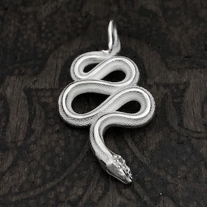 Snake 925 Sterling Silver Pendant, Snake Charm, Snake Pendant, Snake Silver Pendant, Silver Snake Pendant For Necklace, Gothic Jewelry