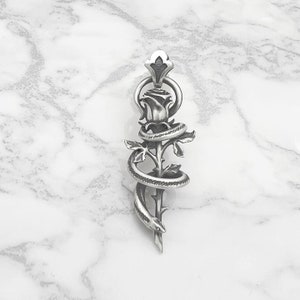 925 sterlingzilveren roos en slanghanger, slangenroos ketting, roos slangensieraden, roos bedel, cadeau voor haar, gotische sieraden, slangenbedel