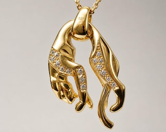 Colgante de pantera de plata esterlina / Collar unisex con animales