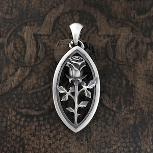 925 Sterling Silver Rose Pendant | Rose Silver pendant | Vintage Rose necklace | Silver Flower Pendant | Womens Rose Pendant | Gift For Her