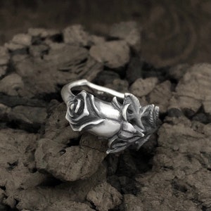 Rose Ring, Floral Silver Ring, 925 Sterling Silver Rose Ring, Rose Jewelry, Nature Inspired Ring, Bohot Flower Ring Blooming Rose Ring