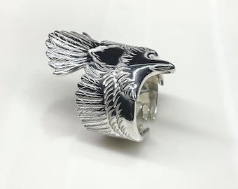 Eagle Ring. Sterling Silver Adjustable Ring. Majestic Bird Jewelry