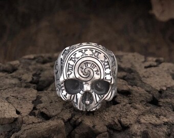925 Sterling Silver Gothic Skull Ring, Biker Jewelry