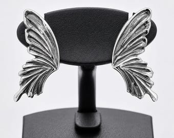 Butterfly Wing Earrings. Sterling Silver Jewelry. Handmade Elegant Studs