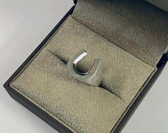 Sterling Silver Horseshoe Ring, Lucky Boho Jewelry