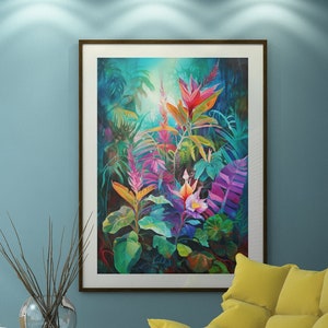 Botanical Floral Painting, Vintage Floral Print, Vintage Painting, Digital download, Jungle Vintage Art, Digital Printable Download,