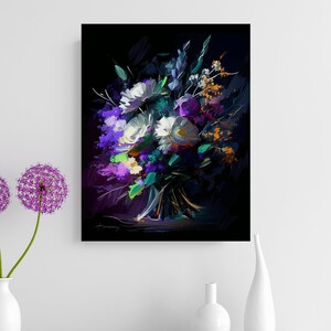 Estampado floral de rosas coloridas vintage / Arte de pared / Pintura imprimible / Flores de pintura vintage / Arte / Ramo de flores / Flores / descargar