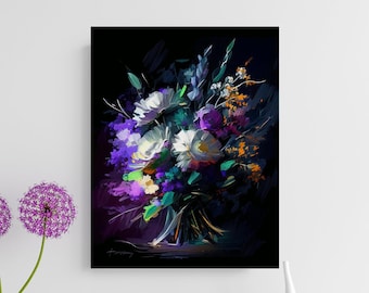 Vintage bunte Rosen Blumendruck | Wandkunst | Druckbare Malerei | Vintage Gemälde Blumen | Kunst | Blumenstrauß | Blumen | herunterladen