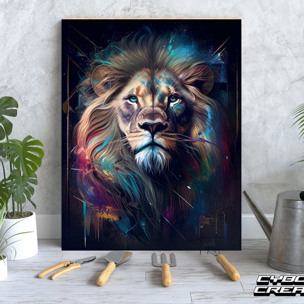 Digital download “Lion portrait” Lion Painting | Safari Animal Art | Animal Wall Art | Downloadable Digital |